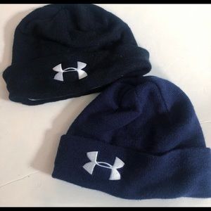 Under Armour UA Youth Knit Beanie SET of 2 Winter hat Fold Up Rn 104409 Lined